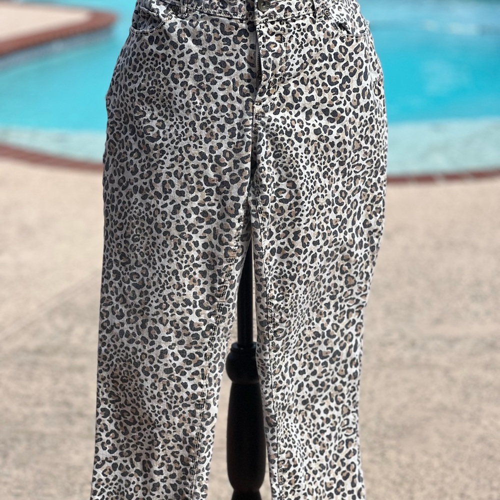 Leopard Print Straight Leg Jeans